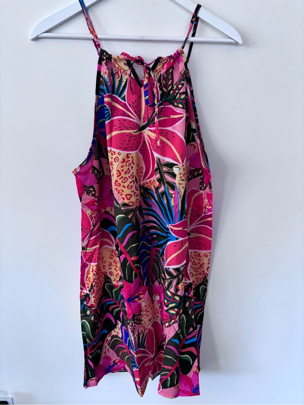 Tropical Ruched Neck Vacation/Beach Dress
